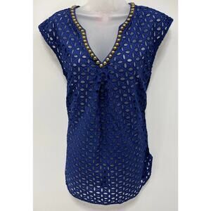 Lilly Pulitzer For Target Navy Blue Eyelet Cover Up Size XS